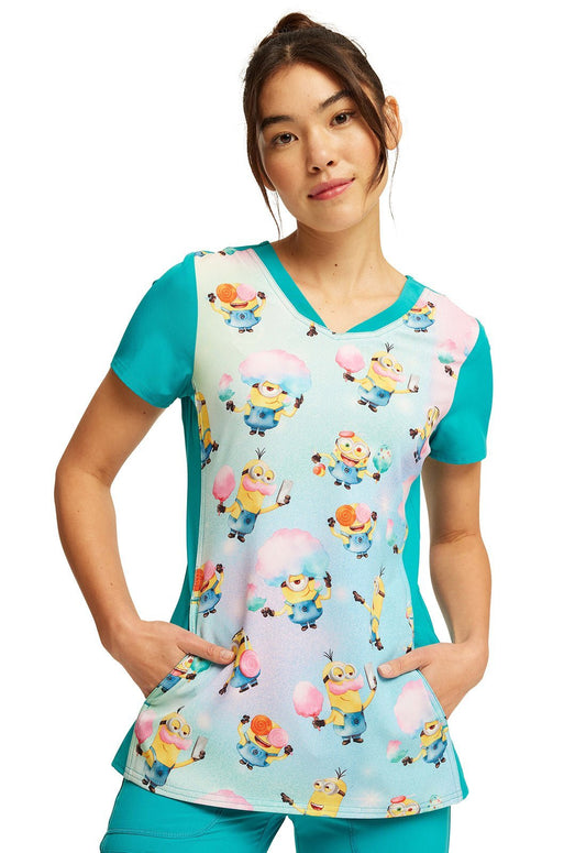 Here For The Candy Tooniforms Minions V Neck Scrub Top TF749 DPBT - Scrubs Select