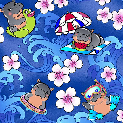 Hippo Water Mus Cherokee Scrubs Print V Neck Top CK856 HPPM - Scrubs Select