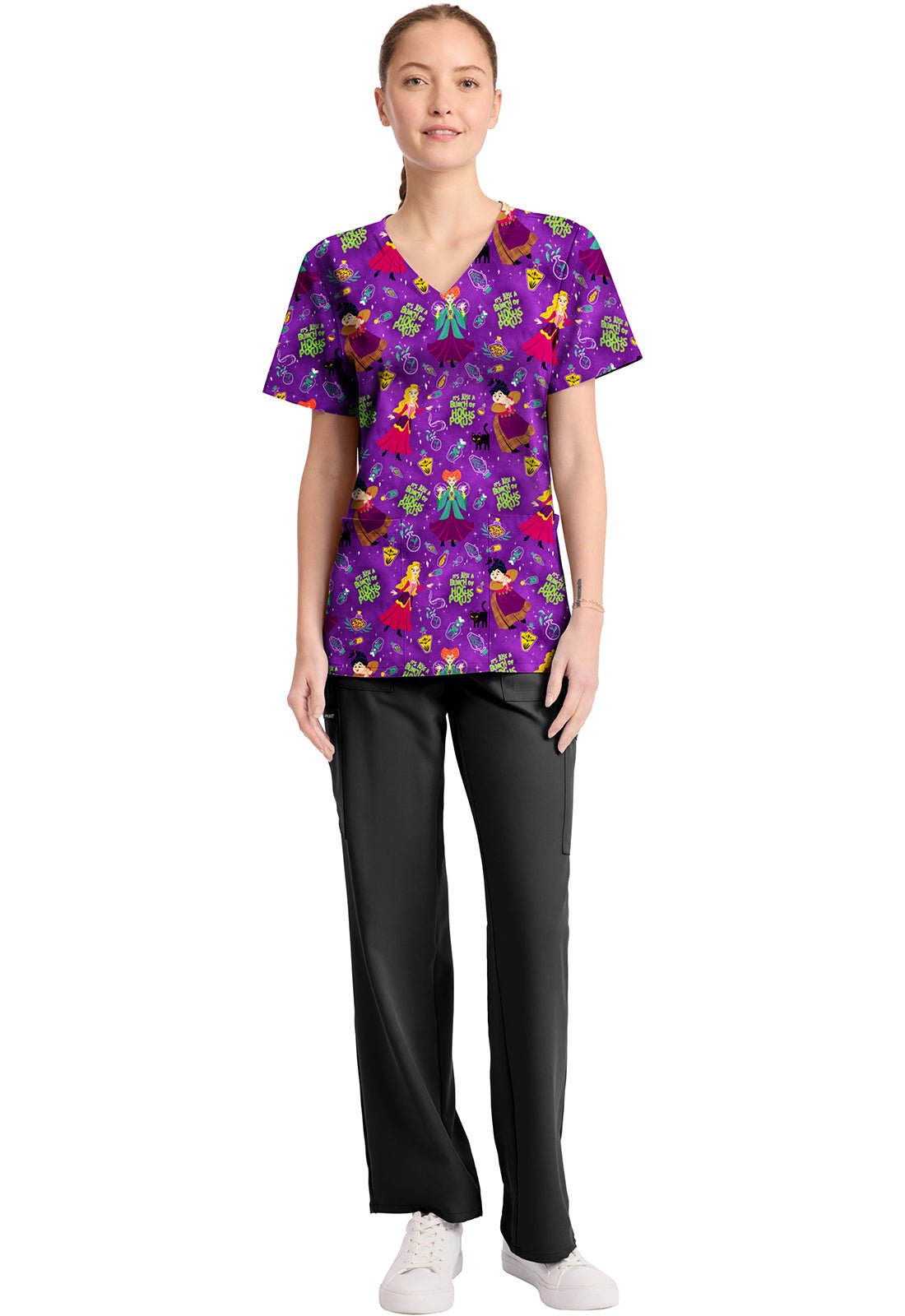 Hocus Pocus Tooniforms Licensed Disney V Neck Scrub Top TF794 HDBH - Scrubs Select