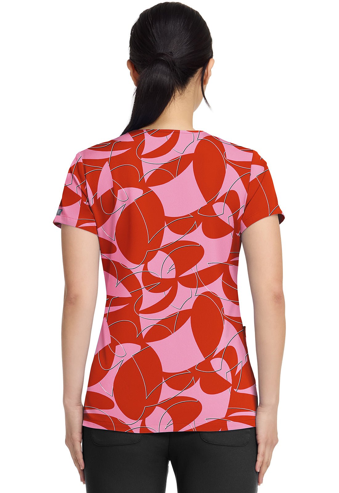 Hopscotch Med Couture Print V Neck Scrub Top MC8564 HPSH - Scrubs Select