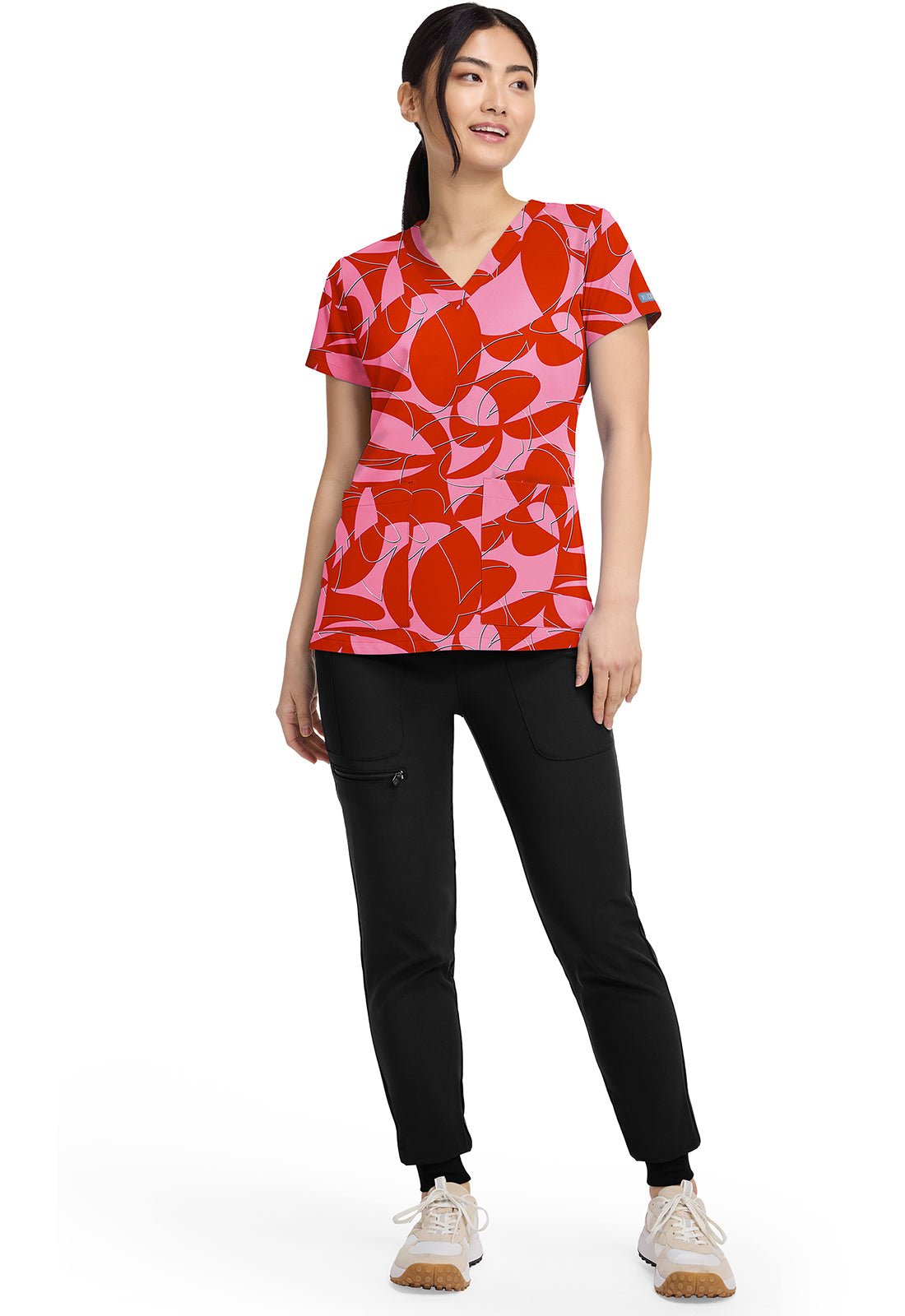 Hopscotch Med Couture Print V Neck Scrub Top MC8564 HPSH - Scrubs Select