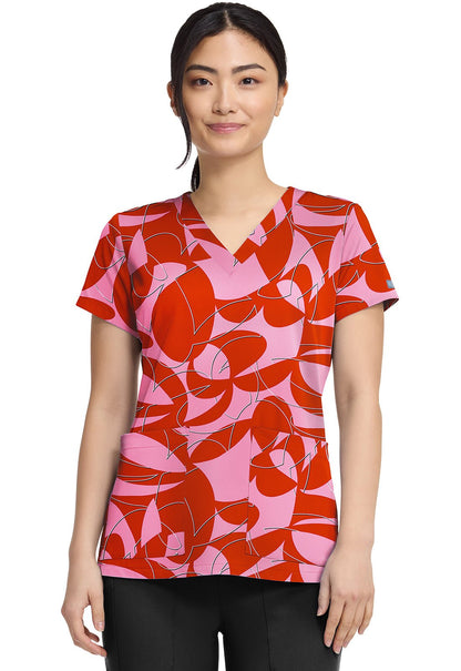 Hopscotch Med Couture Print V Neck Scrub Top MC8564 HPSH - Scrubs Select