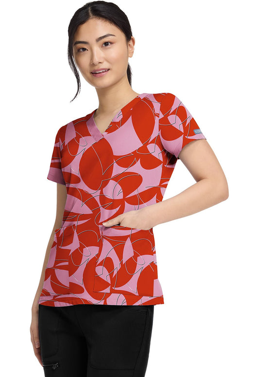 Hopscotch Med Couture Print V Neck Scrub Top MC8564 HPSH - Scrubs Select