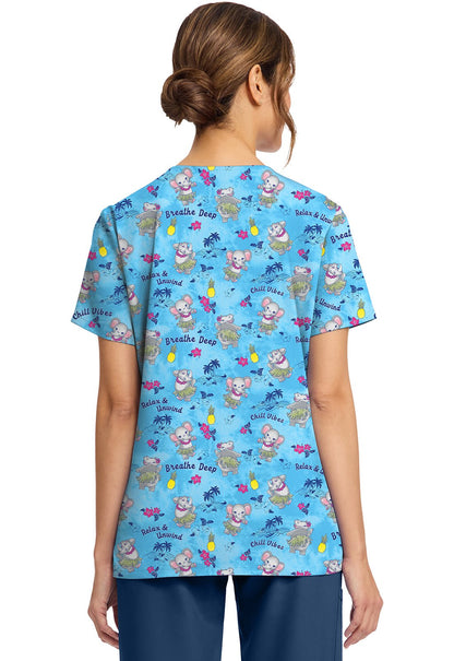 Hula Party Cherokee Print V Neck Scrub Top CK856 HUPY - Scrubs Select