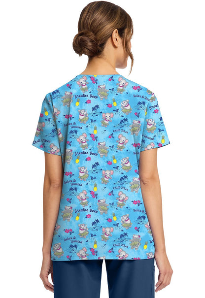Hula Party Cherokee Print V Neck Scrub Top CK856 HUPY - Scrubs Select