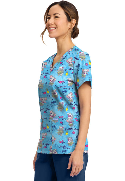 Hula Party Cherokee Print V Neck Scrub Top CK856 HUPY - Scrubs Select