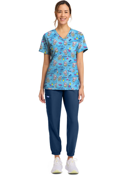 Hula Party Cherokee Print V Neck Scrub Top CK856 HUPY - Scrubs Select