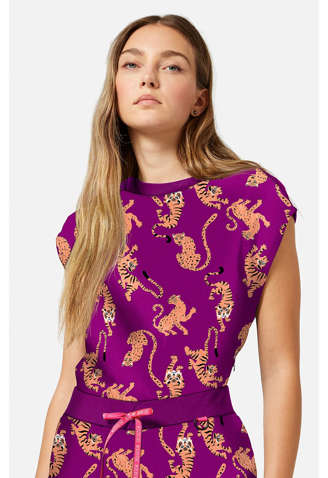 Into The Wild Med Couture Amp Print Round Neck Top MC00015 INWI - Scrubs Select