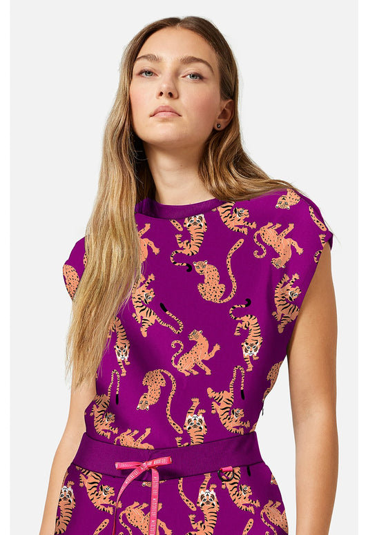 Into The Wild Med Couture Amp Print Round Neck Top MC00015 INWI - Scrubs Select