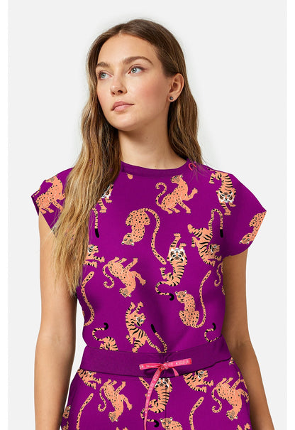 Into The Wild Med Couture Amp Print Round Neck Top MC00015 INWI - Scrubs Select
