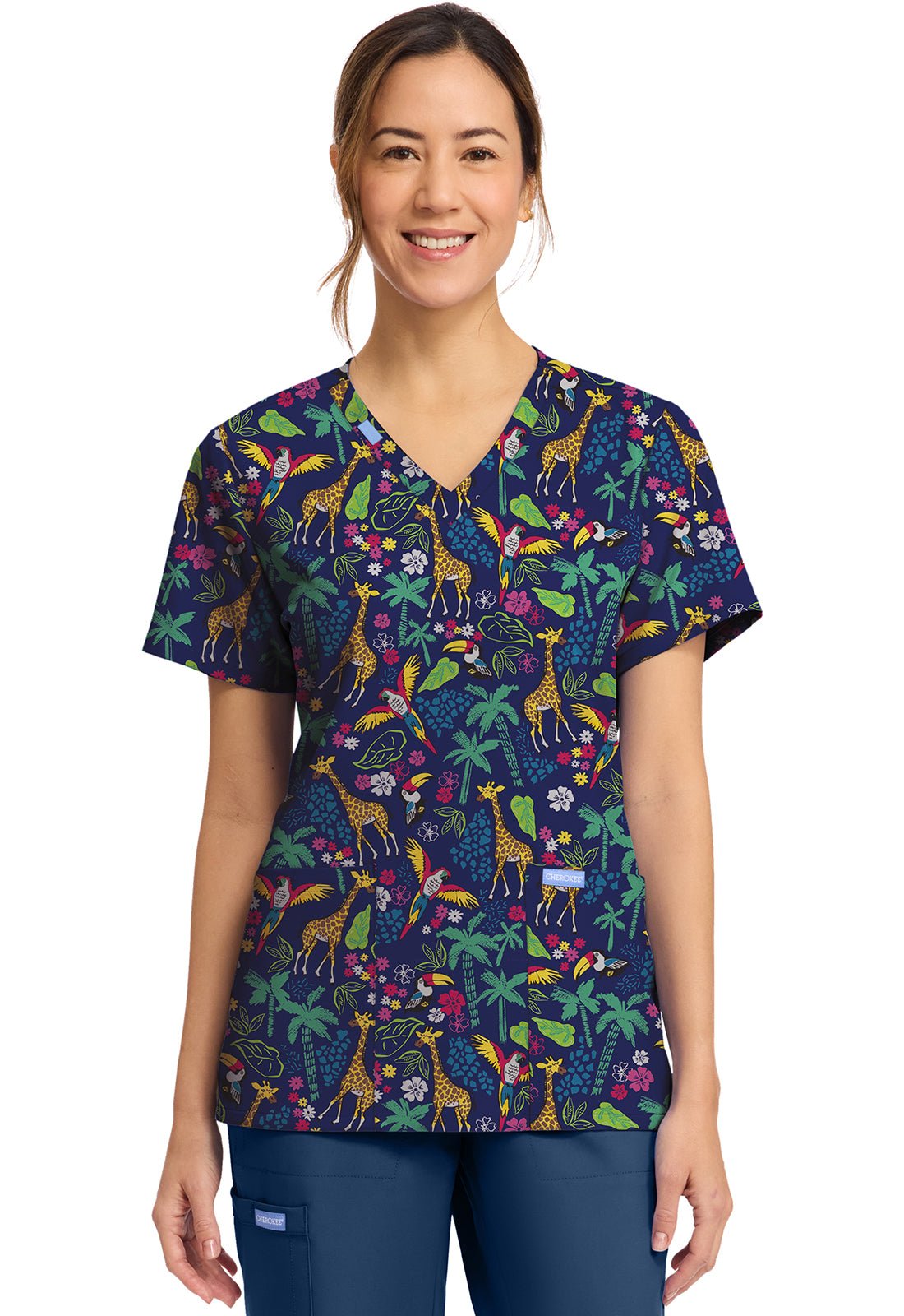 Jungle Jive Cherokee Print Animal V Neck Scrub Top CK856 JGJI - Scrubs Select