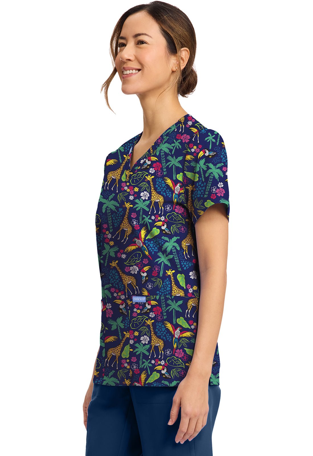 Jungle Jive Cherokee Print Animal V Neck Scrub Top CK856 JGJI - Scrubs Select