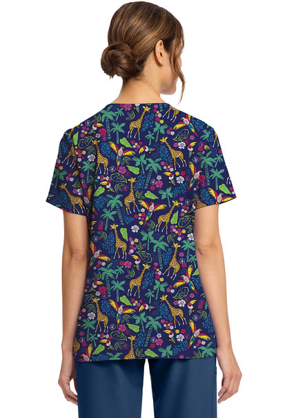 Jungle Jive Cherokee Print Animal V Neck Scrub Top CK856 JGJI - Scrubs Select