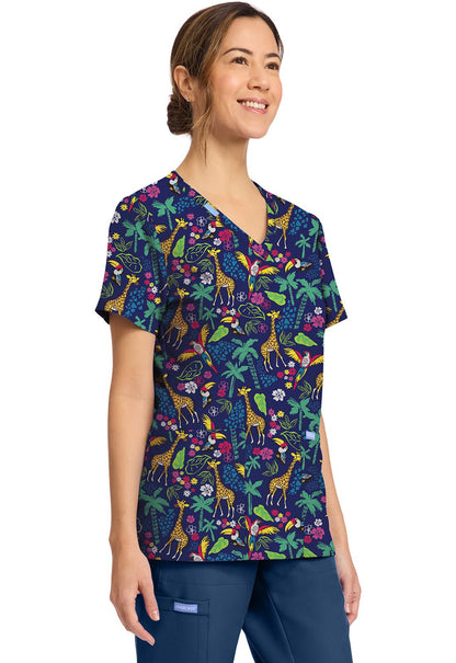 Jungle Jive Cherokee Print Animal V Neck Scrub Top CK856 JGJI - Scrubs Select