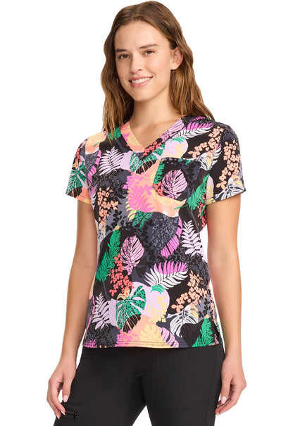 Jungle Vibes Med Couture Print V Neck Scrub Top MC632 JUVB - Scrubs Select