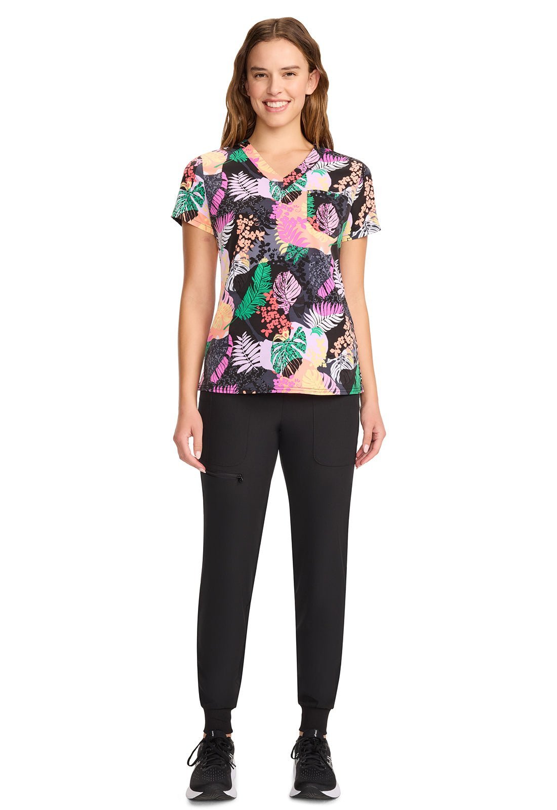 Jungle Vibes Med Couture Print V Neck Scrub Top MC632 JUVB - Scrubs Select