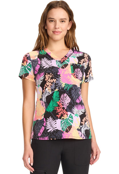 Jungle Vibes Med Couture Print V Neck Scrub Top MC632 JUVB - Scrubs Select