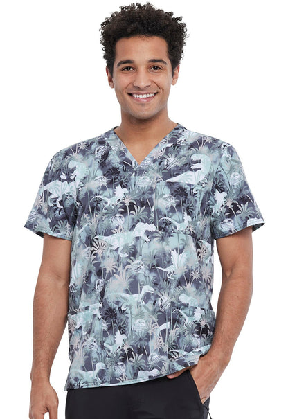 Jurassic World Tooniforms Licensed Men's V Neck Scrub Top TF740 JWOM - Scrubs Select