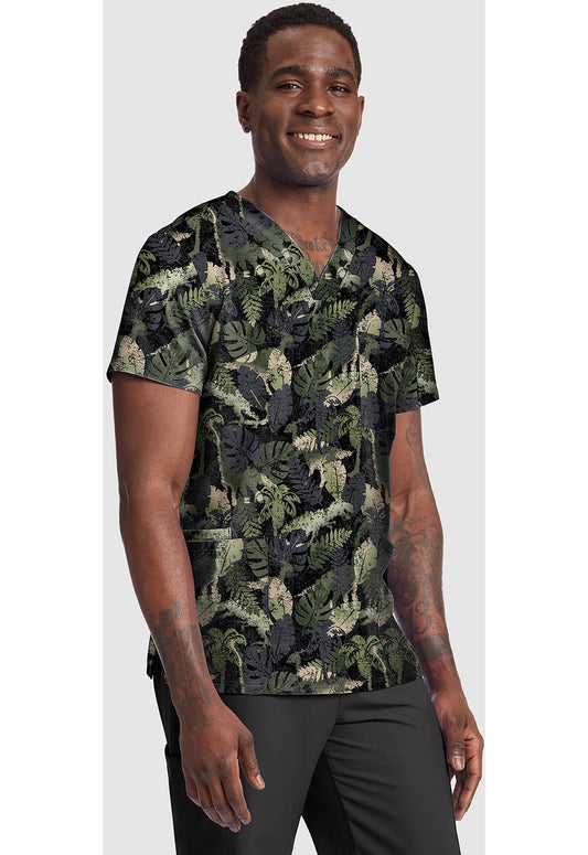 Jurrasic Jungle Cherokee Print Unisex V Neck Scrub Top CK691 JRJU - Scrubs Select