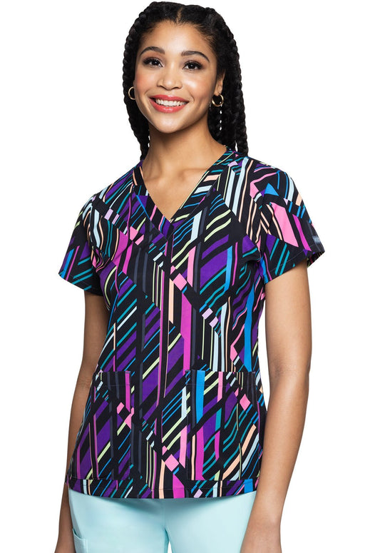 Just My Stripe Med Couture Print V Neck Scrub Top MC8564 JMST - Scrubs Select