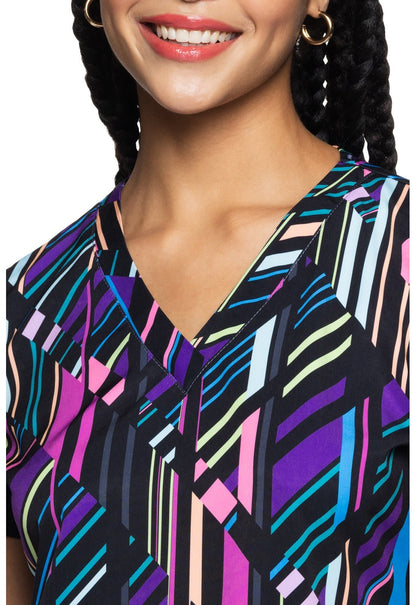 Just My Stripe Med Couture Print V Neck Scrub Top MC8564 JMST - Scrubs Select