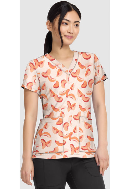 Just Peachy Med Couture Print V Neck Scrub Top MC8564 JSPY - Scrubs Select