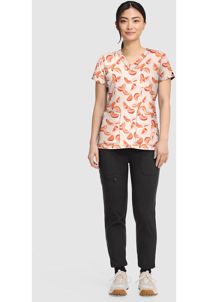 Just Peachy Med Couture Print V Neck Scrub Top MC8564 JSPY - Scrubs Select