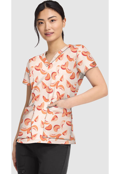 Just Peachy Med Couture Print V Neck Scrub Top MC8564 JSPY - Scrubs Select