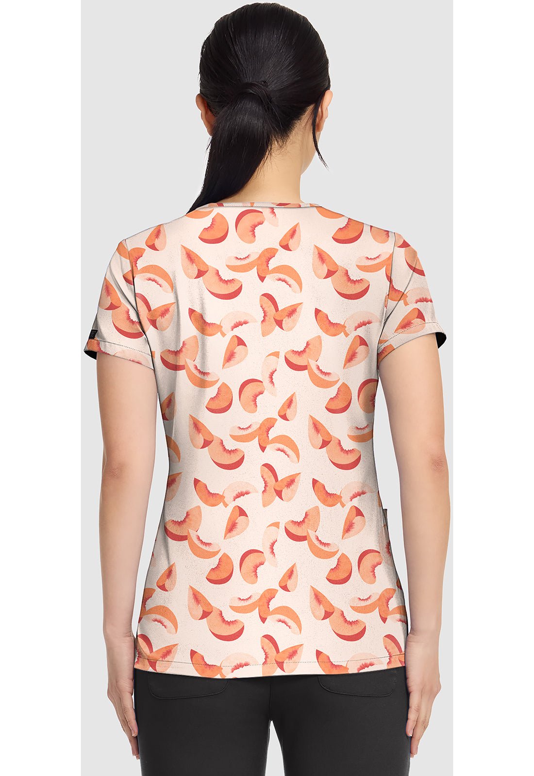 Just Peachy Med Couture Print V Neck Scrub Top MC8564 JSPY - Scrubs Select