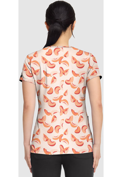 Just Peachy Med Couture Print V Neck Scrub Top MC8564 JSPY - Scrubs Select