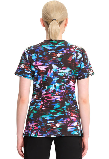 Kaleidoscopic Cherokee Print Round Neck Scrub Top CK609 KLSP - Scrubs Select