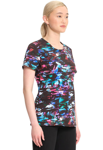 Kaleidoscopic Cherokee Print Round Neck Scrub Top CK609 KLSP - Scrubs Select