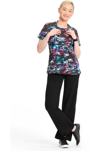 Kaleidoscopic Cherokee Print Round Neck Scrub Top CK609 KLSP - Scrubs Select