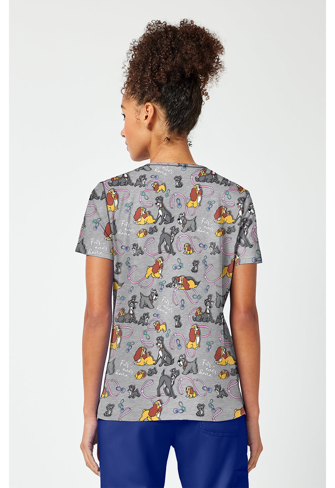 Lady and The Tramp Tooniforms Licensed Disney V Neck Scrub Top TF796 LAFH - Scrubs Select