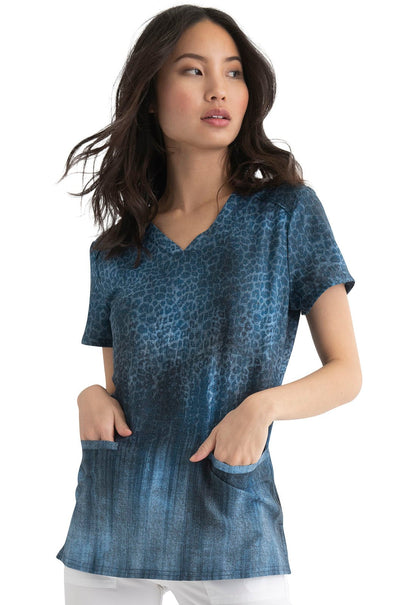 Leopard Print V Neck Scrub Top HS638 LEDM - Scrubs Select