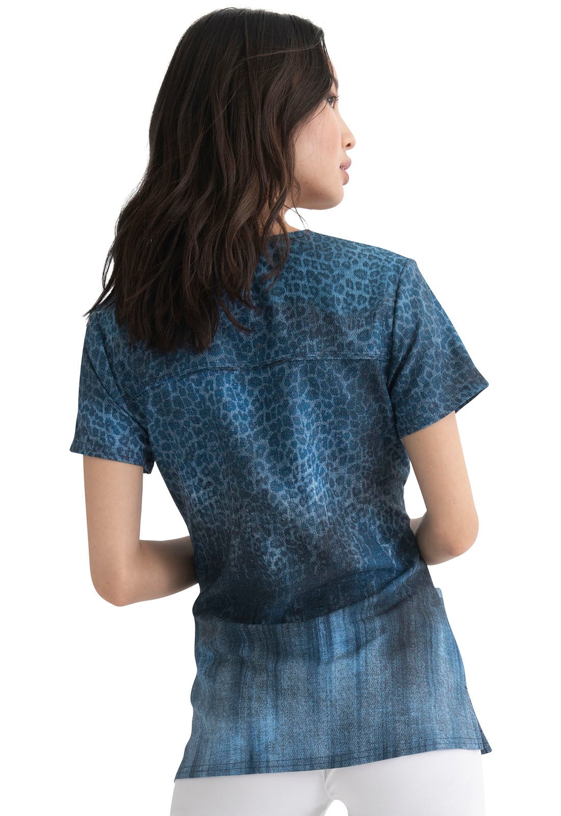 Leopard Print V Neck Scrub Top HS638 LEDM - Scrubs Select