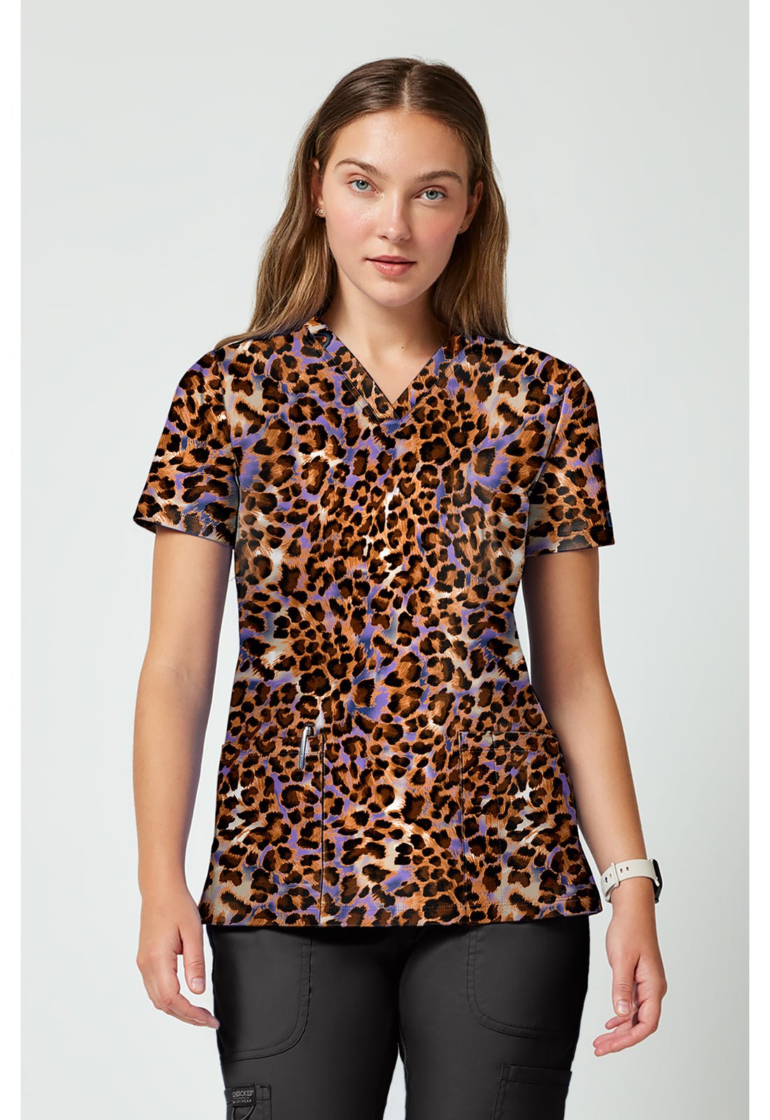 Leopard Queen Cherokee Achieve V - Neck Scrub Top CK00010 LPQU - Scrubs Select