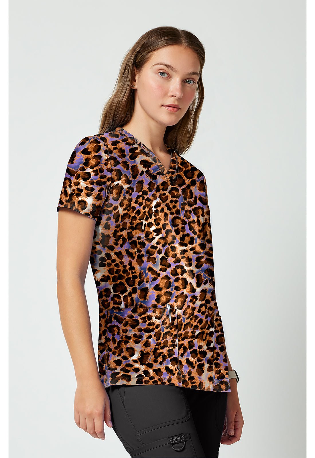 Leopard Queen Cherokee Achieve V - Neck Scrub Top CK00010 LPQU - Scrubs Select