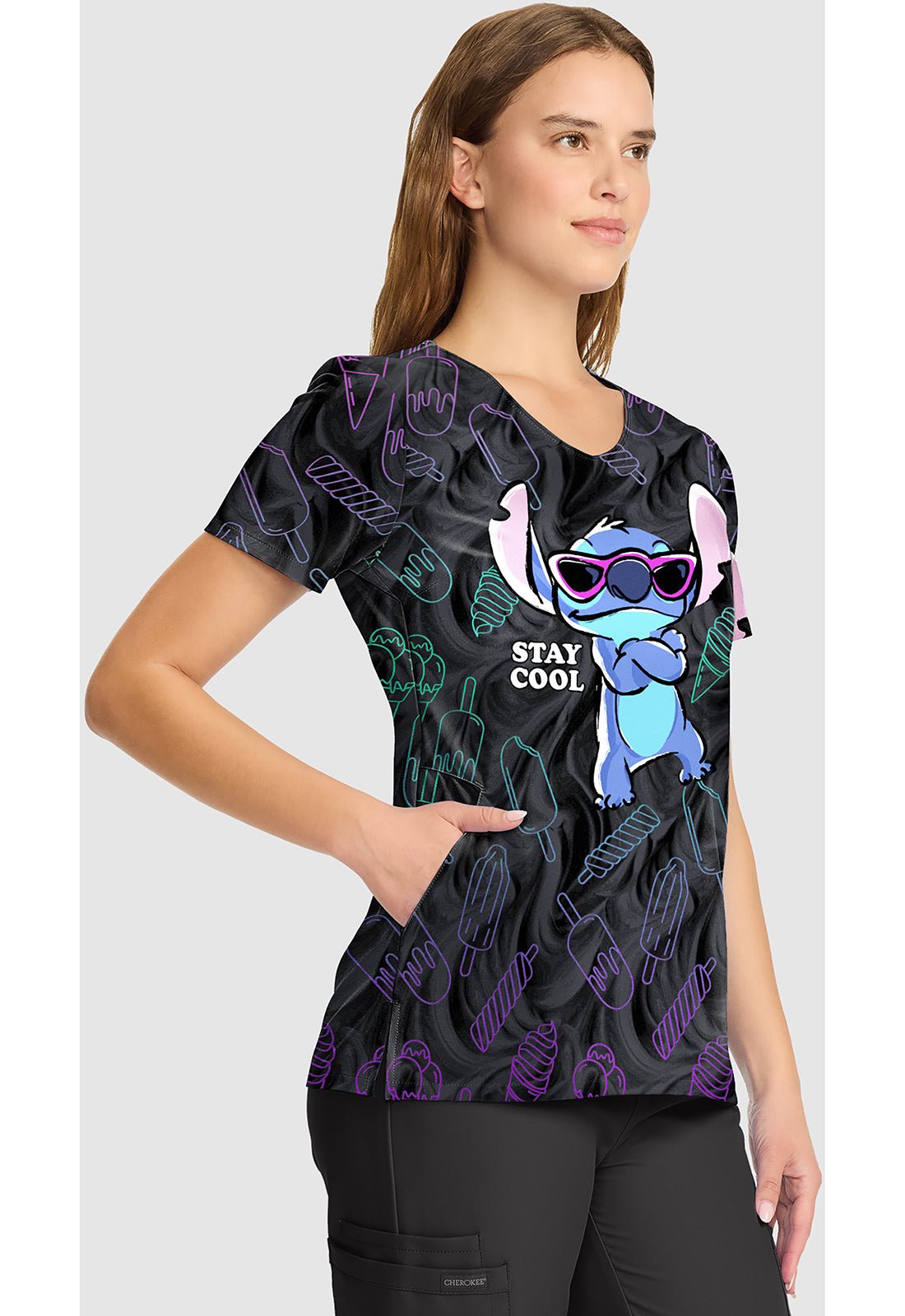 Lilo and Stitch Cherokee Tooniforms Disney V Neck Scrub Top TF626 LHAY - Scrubs Select