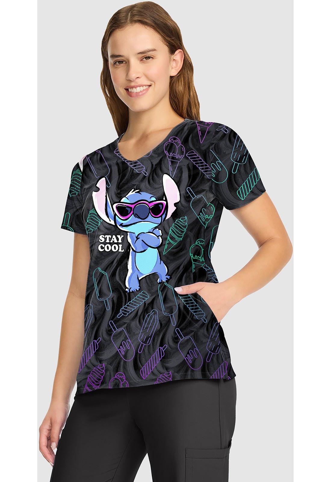 Lilo and Stitch Cherokee Tooniforms Disney V Neck Scrub Top TF626 LHAY - Scrubs Select