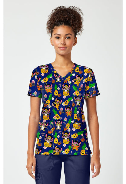 Lilo & Stitch Tooniforms Licensed Disney Halloween V Neck Scrub Top TF796 LHIS - Scrubs Select