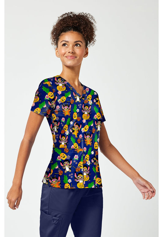 Lilo & Stitch Tooniforms Licensed Disney Halloween V Neck Scrub Top TF796 LHIS - Scrubs Select