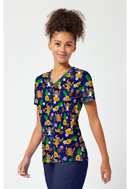 Lilo & Stitch Tooniforms Licensed Disney Halloween V Neck Scrub Top TF796 LHIS - Scrubs Select