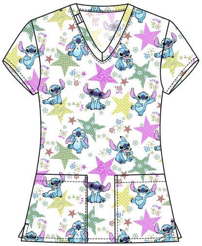 Lilo & Stitch Tooniforms Licensed Disney V Neck Scrub Top TF796 LHFL - Scrubs Select
