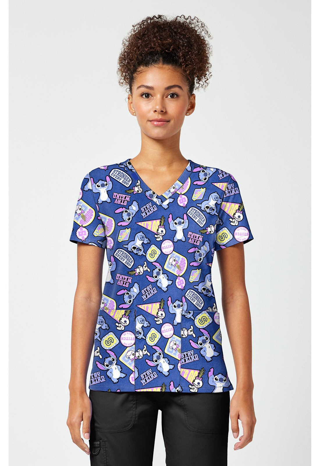 Lilo & Stitch Tooniforms Licensed Disney V Neck Scrub Top TF796 LHKM - Scrubs Select