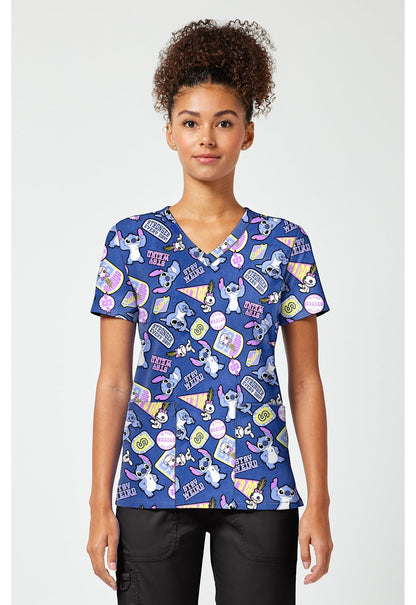 Lilo & Stitch Tooniforms Licensed Disney V Neck Scrub Top TF796 LHKM - Scrubs Select