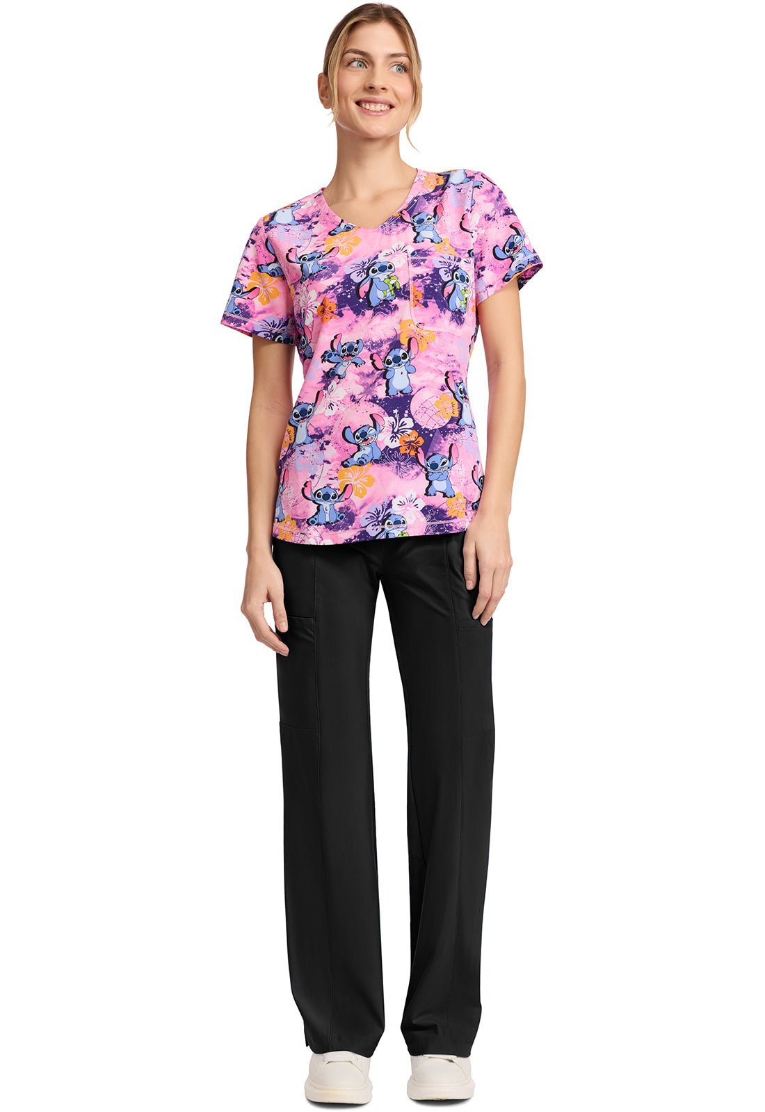 Lilo & Stitch Tooniforms Rounded V Neck Scrub Top TF786 LHCE - Scrubs Select