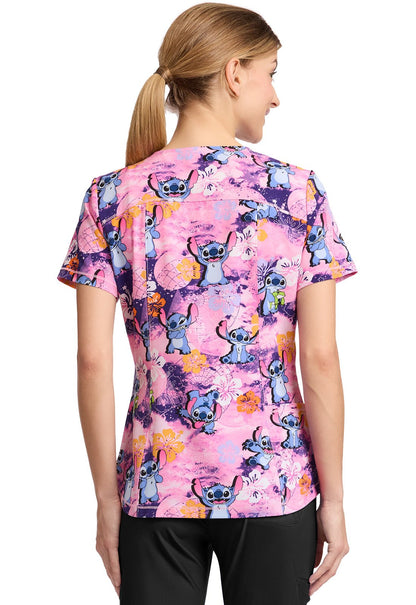 Lilo & Stitch Tooniforms Rounded V Neck Scrub Top TF786 LHCE - Scrubs Select