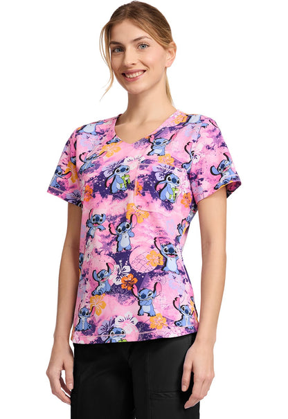 Lilo & Stitch Tooniforms Rounded V Neck Scrub Top TF786 LHCE - Scrubs Select