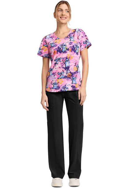 Lilo & Stitch Tooniforms Rounded V Neck Scrub Top TF786 LHCE - Scrubs Select